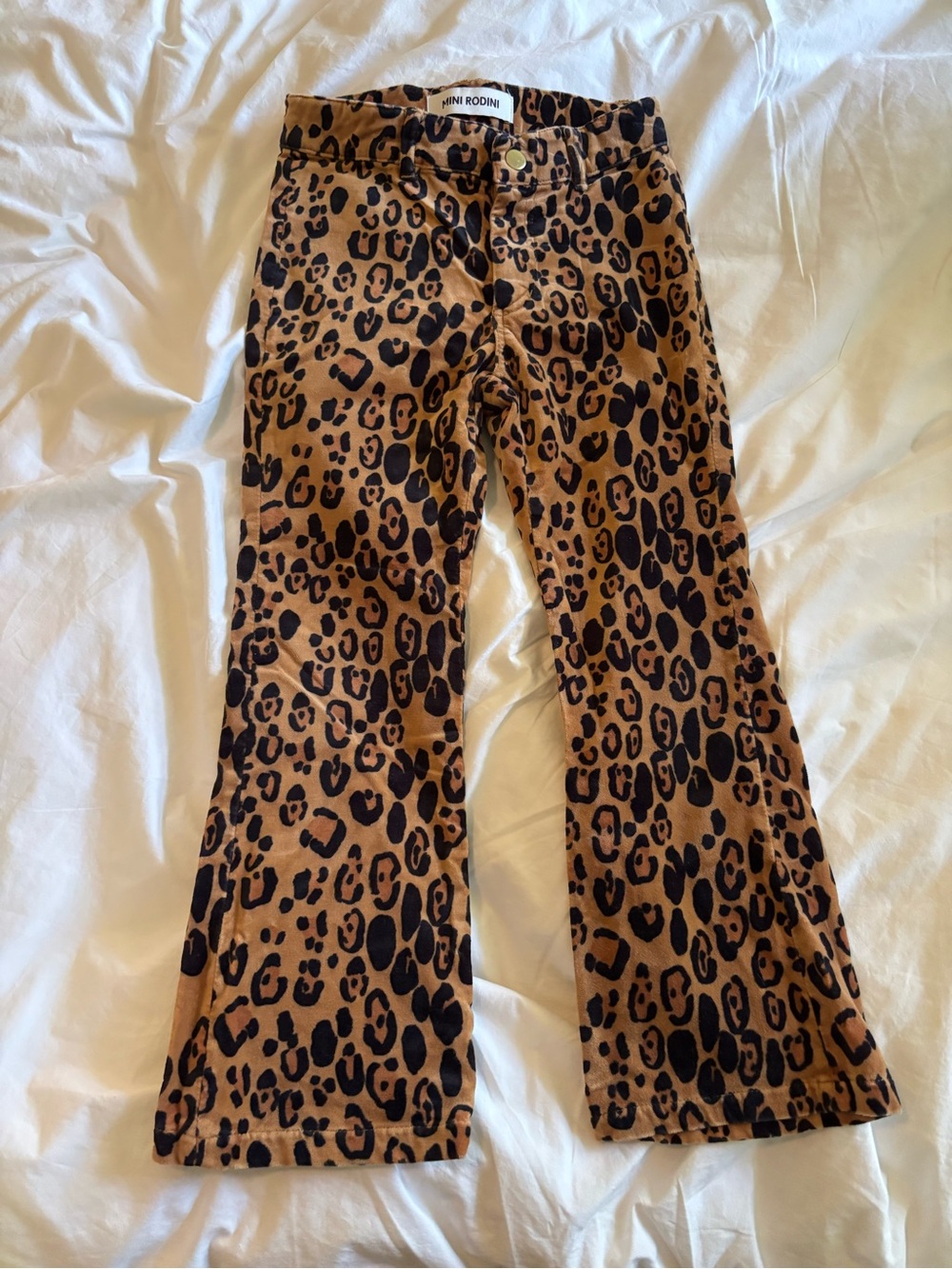 Mini Rodini Leopard Print Flare Jeans - Brown/Black
